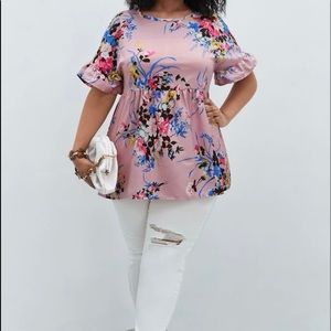 Floral/ Baby pink Babydoll Blouse
